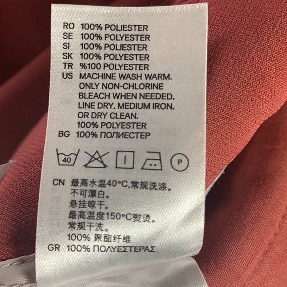 H&m dark peach dress pants with belt/buttons design size 4 - Picture 10 of 15